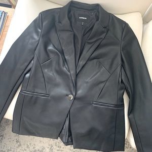 Express Black Vegan Leather Blazer